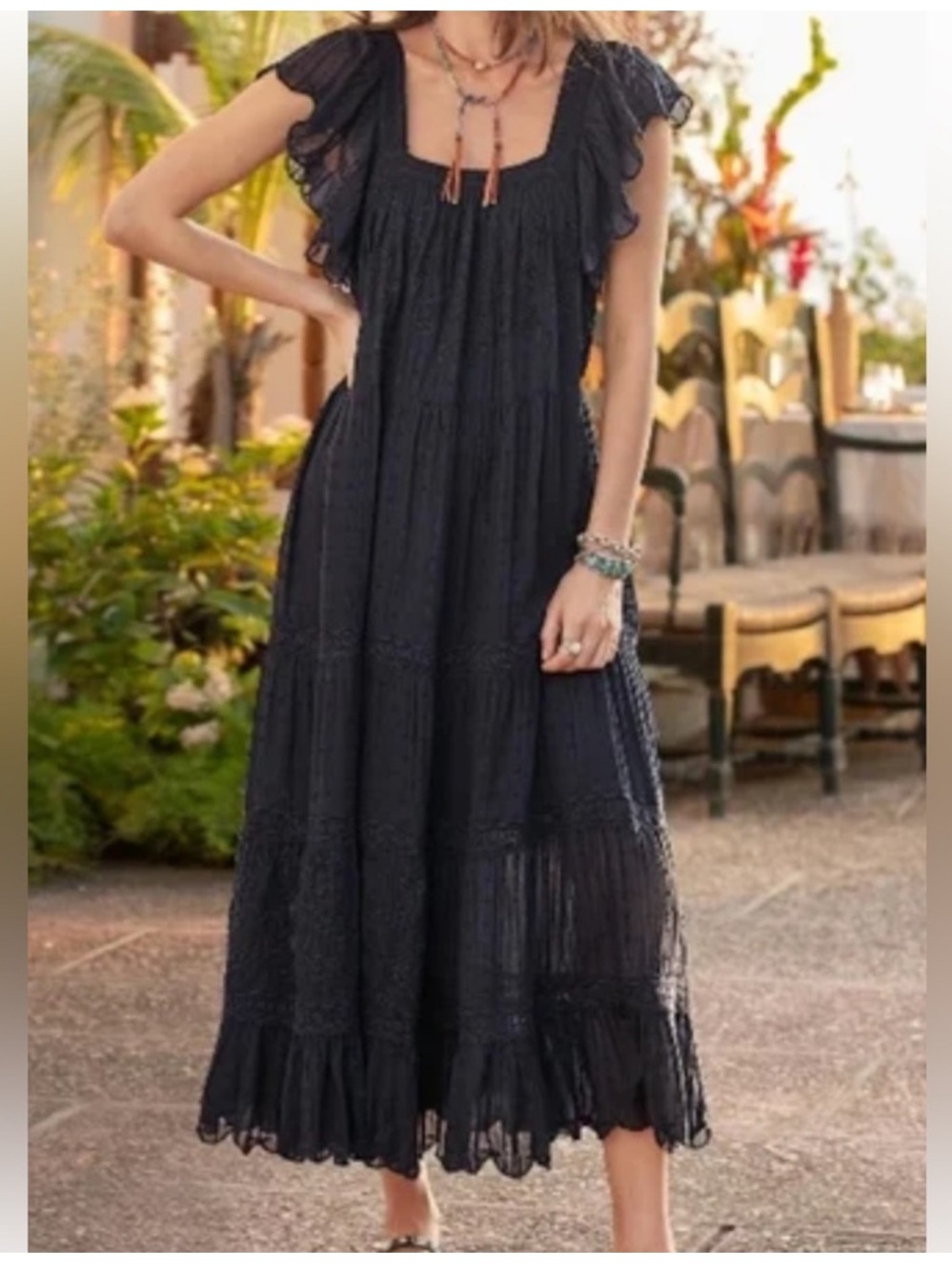 Sundance Greer Swiss Dot & Embroidered Maxi Dress